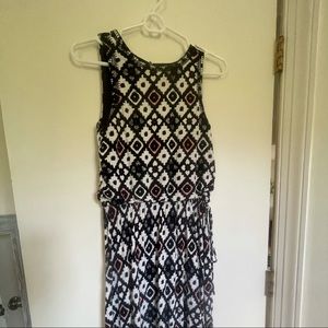 LOFT high neck, midi Geo-pattern dress